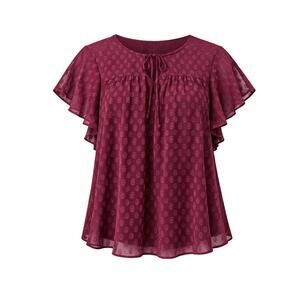 Torrid Women’sBurgundy Sheer Blouse Size 0 (Large) Short Sleeve Pullover